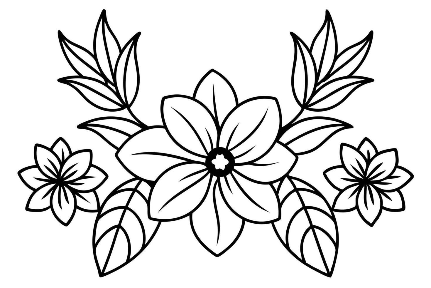 Floral line art illustration featuring abstract botanical themed patterns vector
