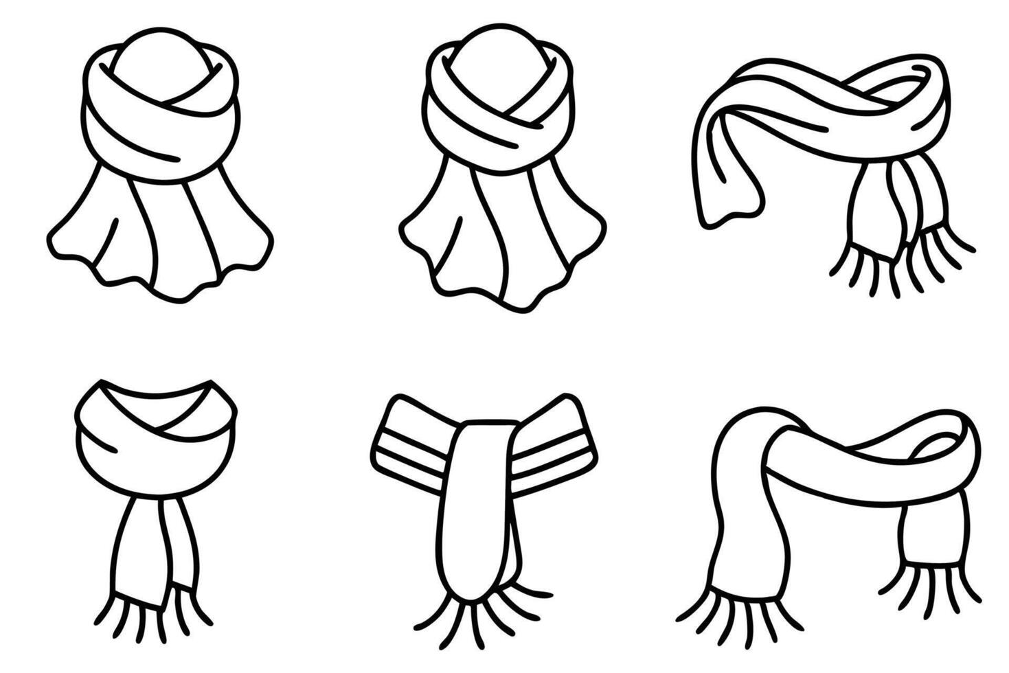 Simple scarf line art sketch perfect for stylish wardrobe designs vector