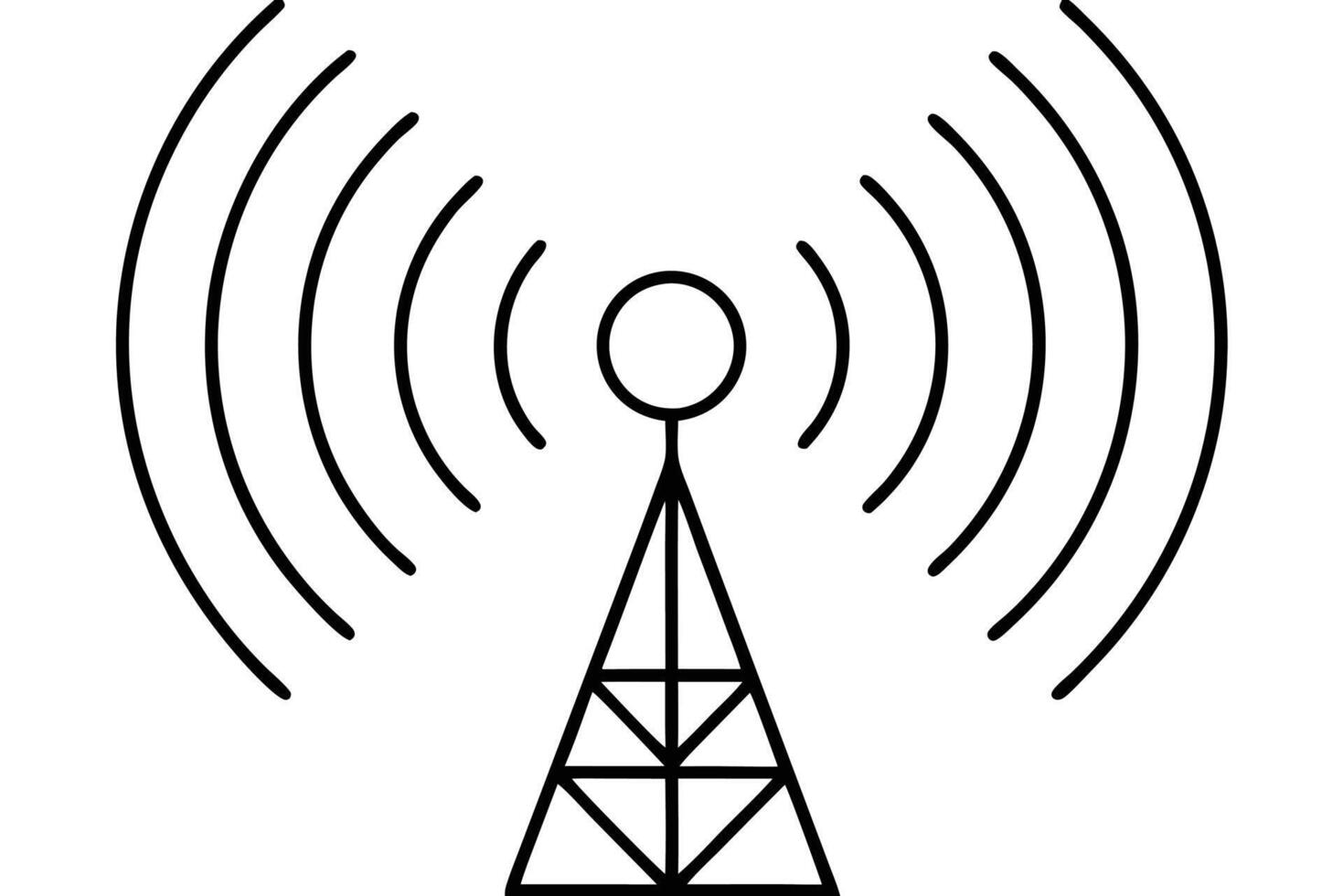 Radio signal frequency line art illustration featuring abstract signal waves vector