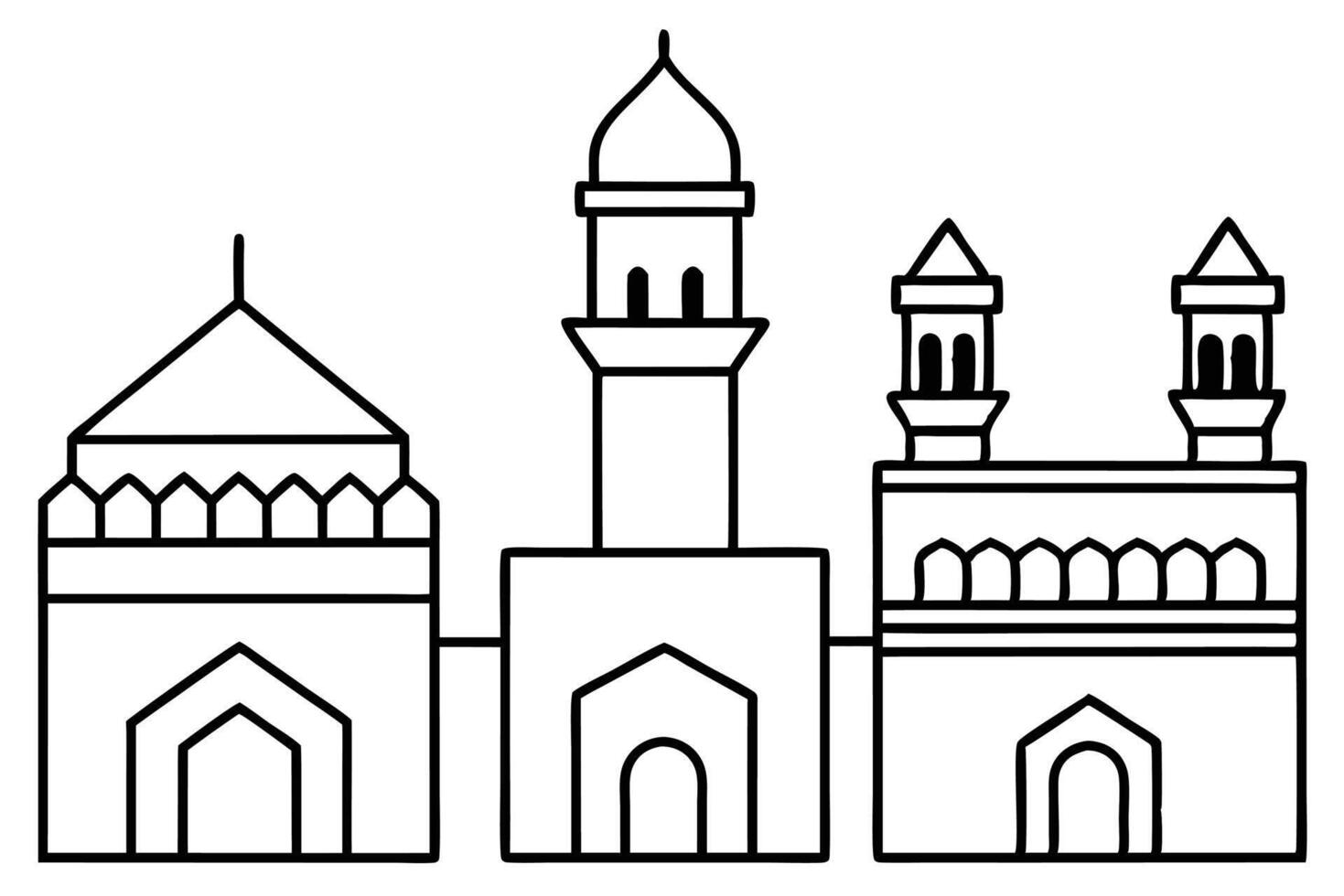 Islamic Kaaba Line Art Illustration Displaying Reverent Spiritual Imagery vector