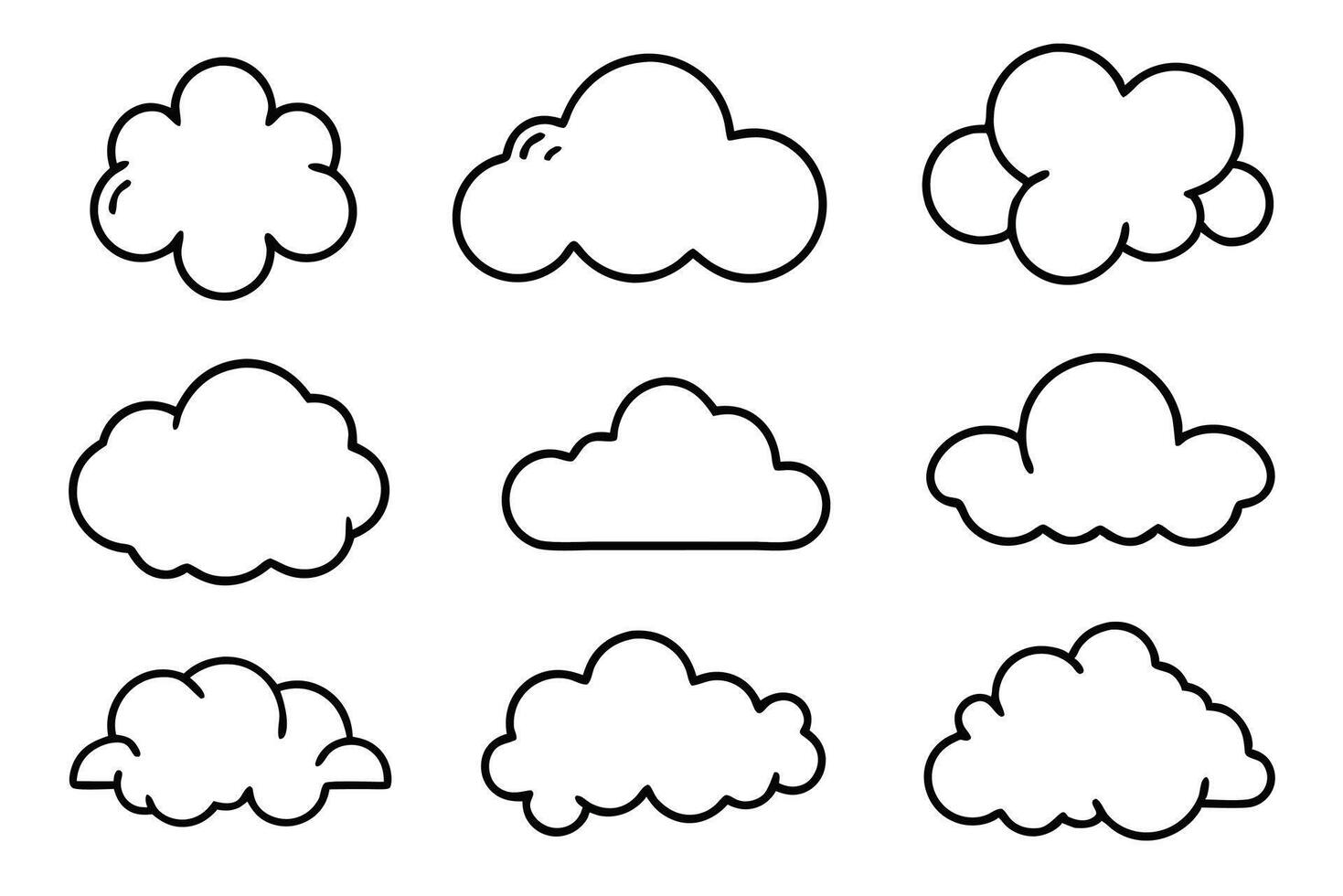 Cloud Line Art Illustration in Monochrome with Geometric Accents vector