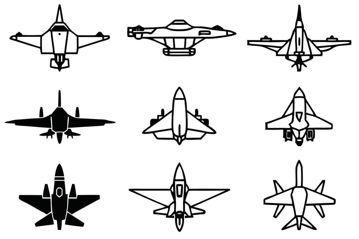 Fighter jet line art showcasing advanced aviation technology vector