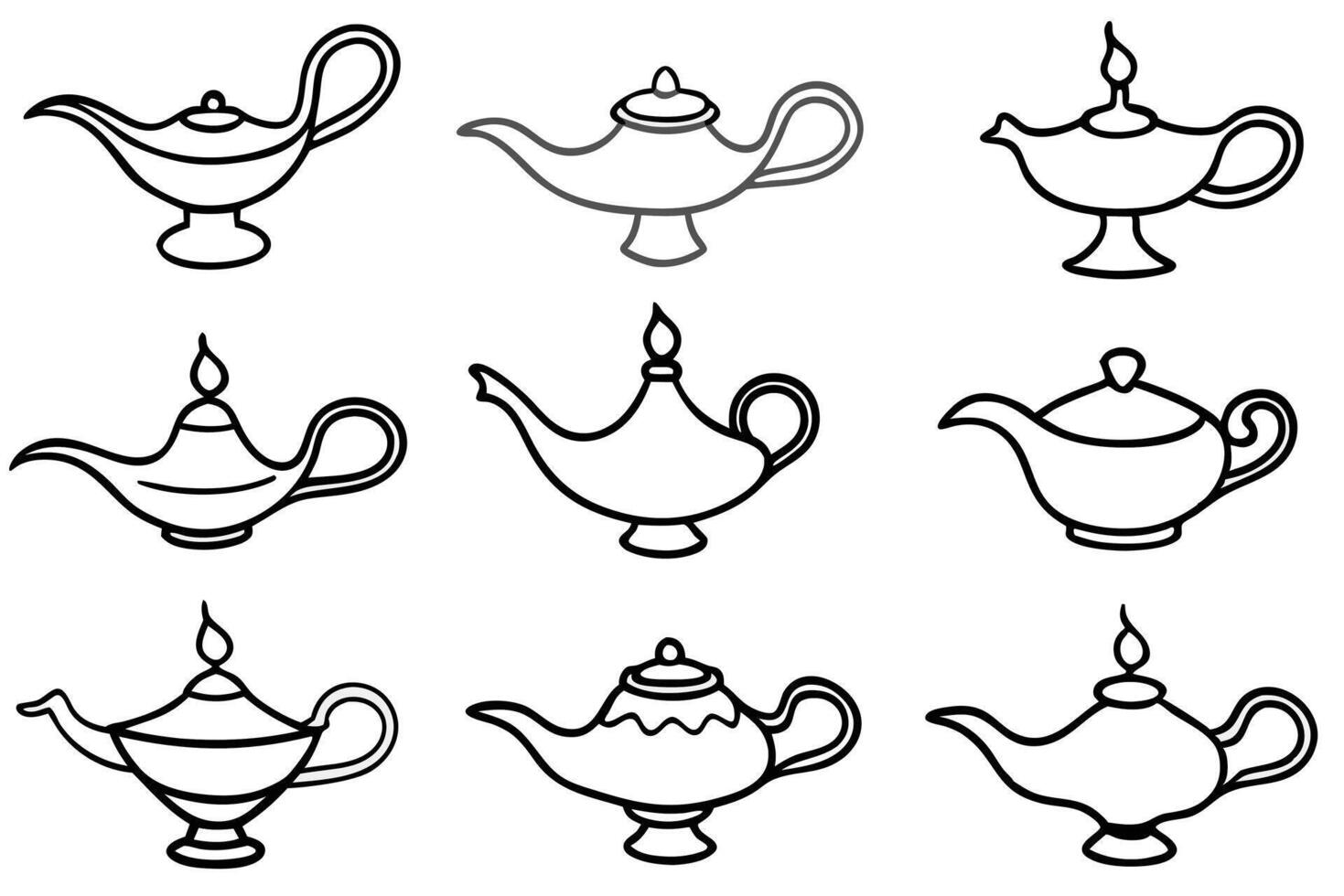 Magic lamp line art design adding mystical charm to decor vector