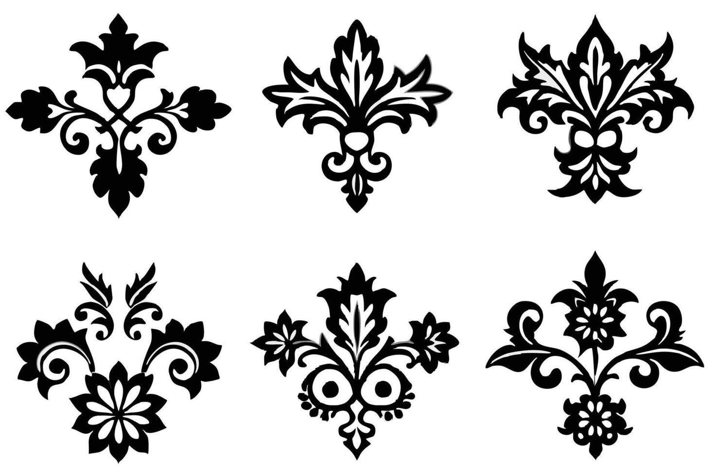 Damask line art ornate motifs perfect for luxurious wallpaper vector