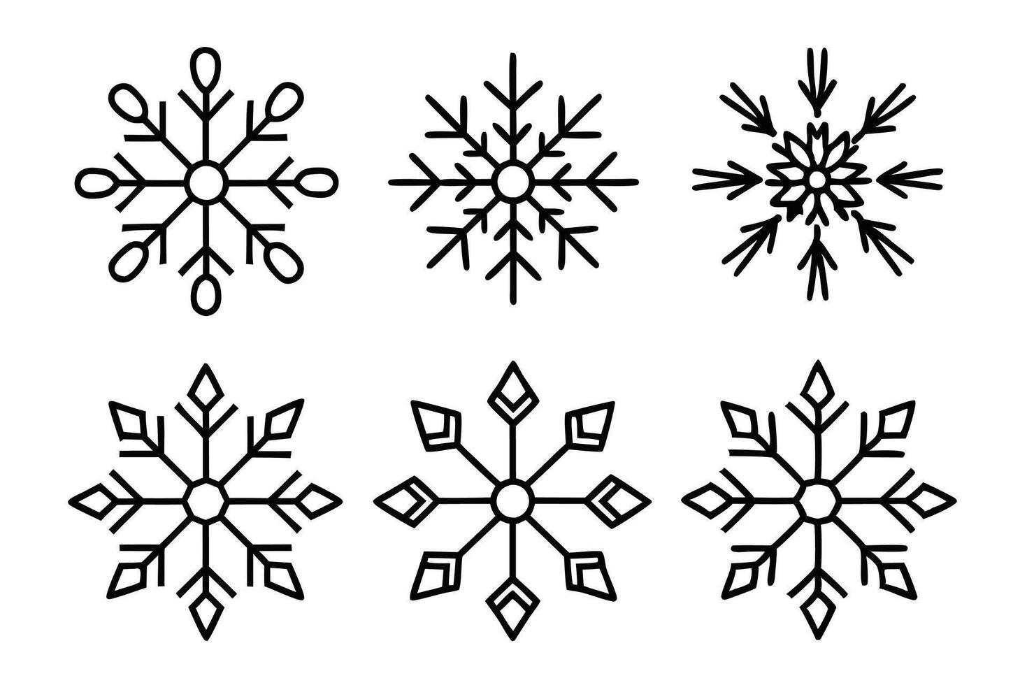 Snowflakes line art exploring the geometry of winter designs vector