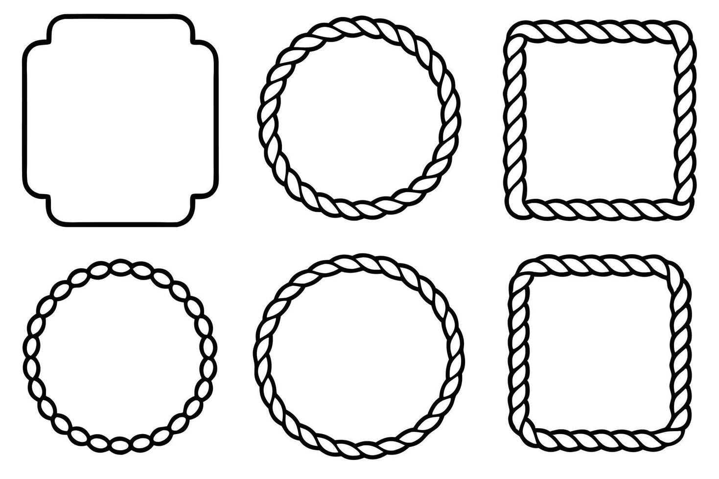 Rope Frame Border Line Art Illustration Perfect for Nautical Wall Art vector