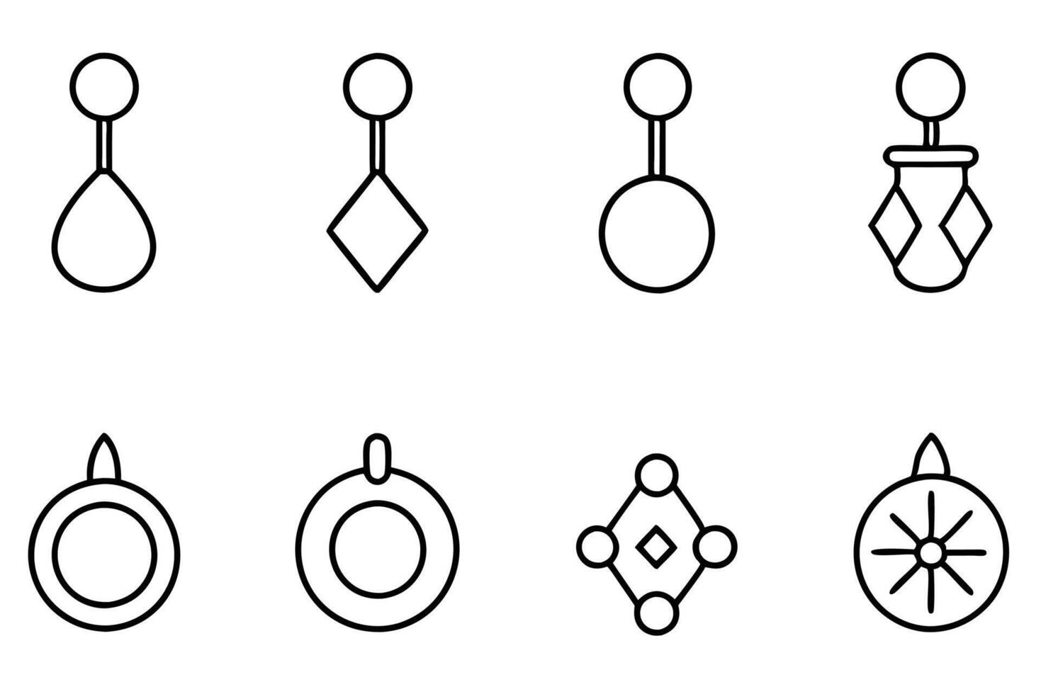 Simple stud earrings line art minimalistic jewelry design inspiration vector