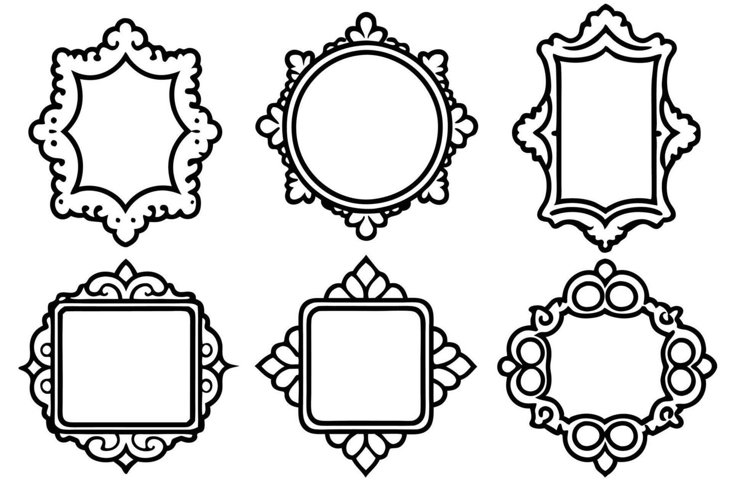 Ornate vintage frames line art refined intricate patterns for artwork vector