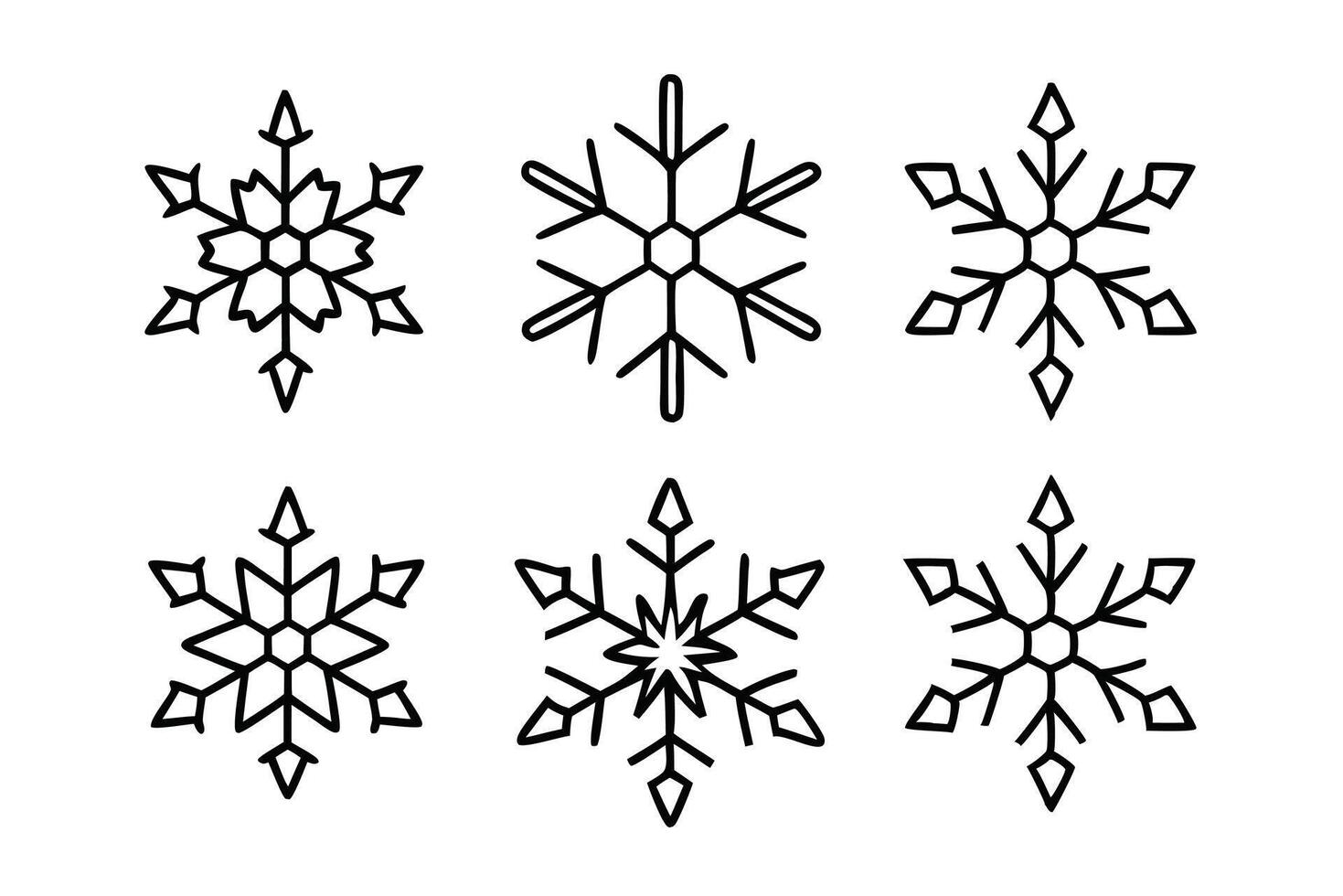 Snowflakes line art intricate patterns in winter wonderland design vector
