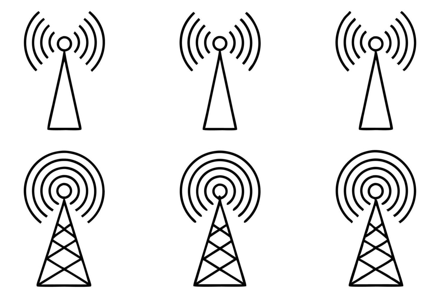 Radio signal frequency line art illustration capturing complex signal waves vector