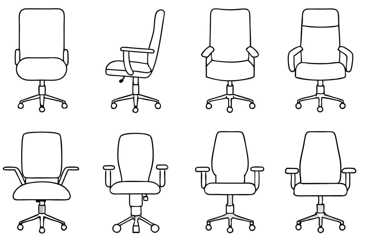 Office chair line art illustration detailed minimalist chair design sketches vector