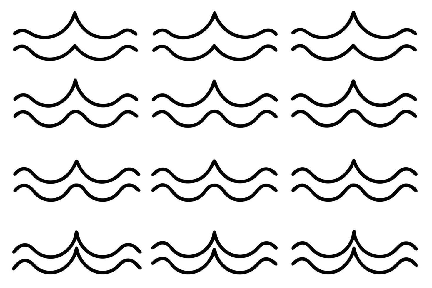 Sea Wave Pattern Line Art Showcases Fluid Lines of Coastal Waves vector