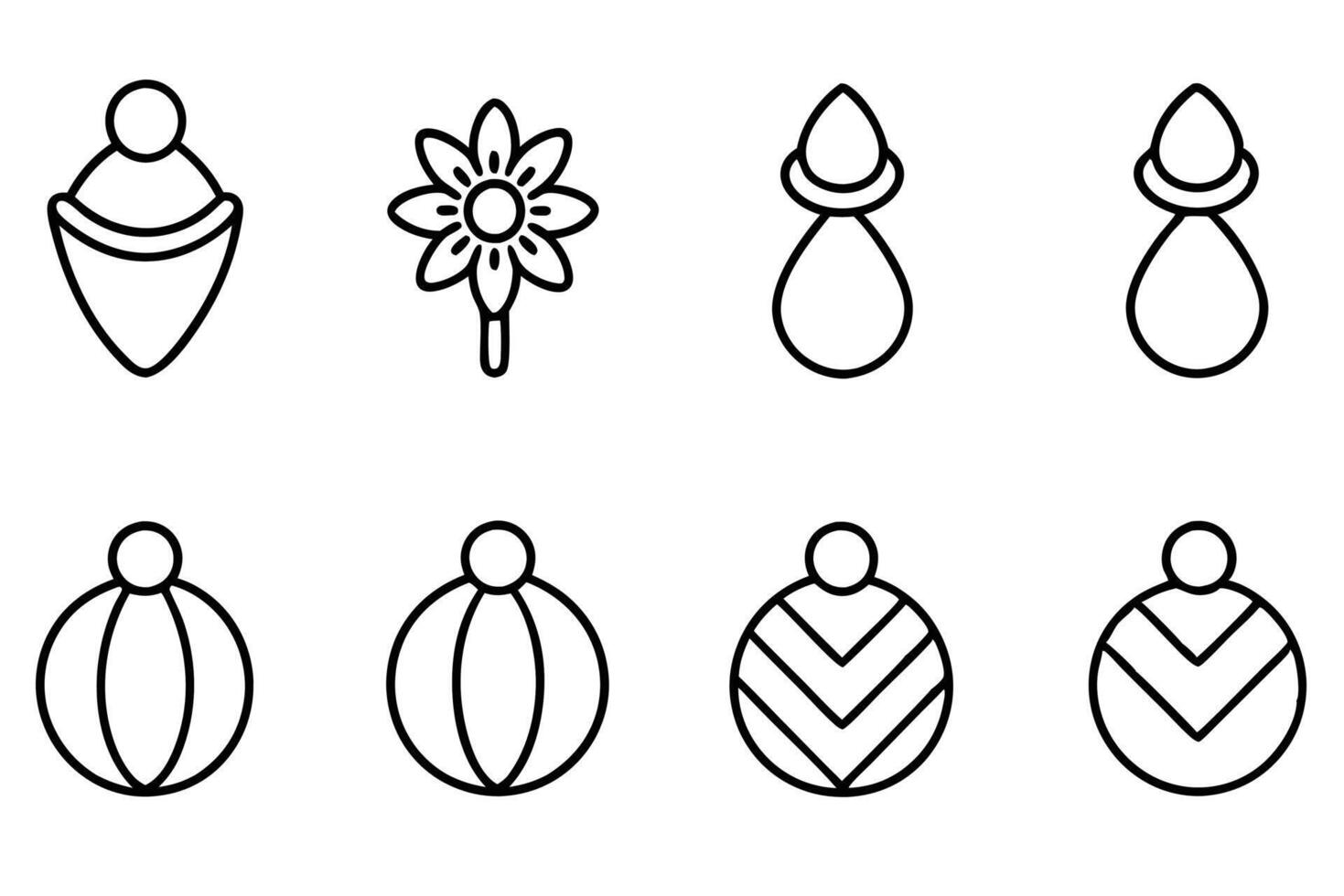 Simple stud earrings line art timeless minimalist jewelry illustration style vector