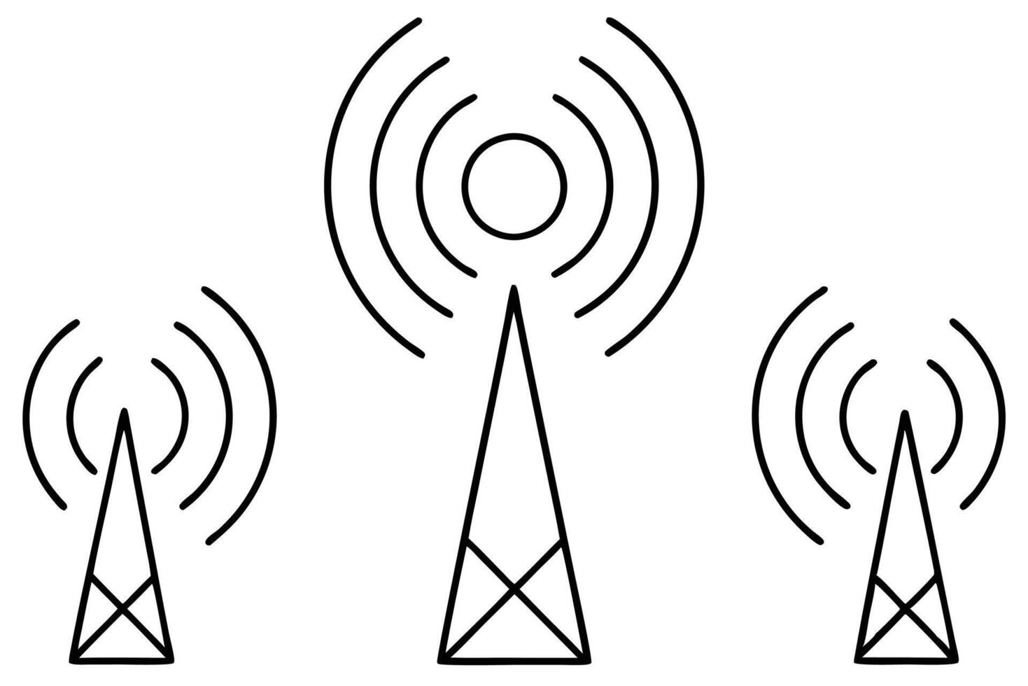 Radio signal frequency line art illustration demonstrating signal movement vector