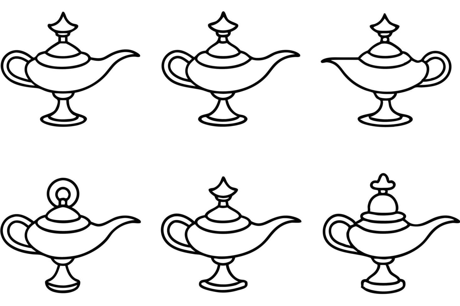 Magic lamp line art imagery ideal for magical themed projects vector