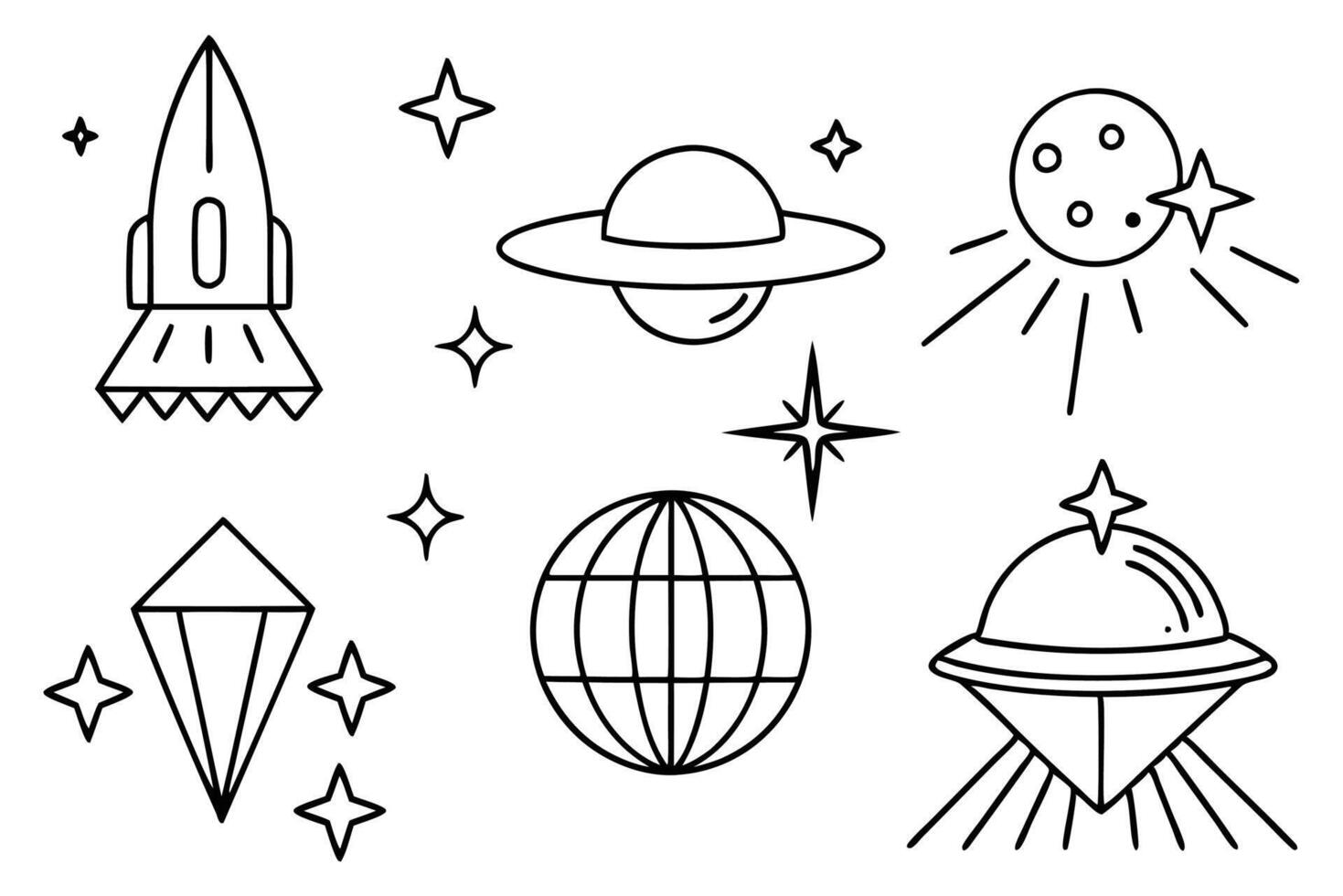 Retro futuristic sparkle line art illustrating futuristic sparkling beauty vector