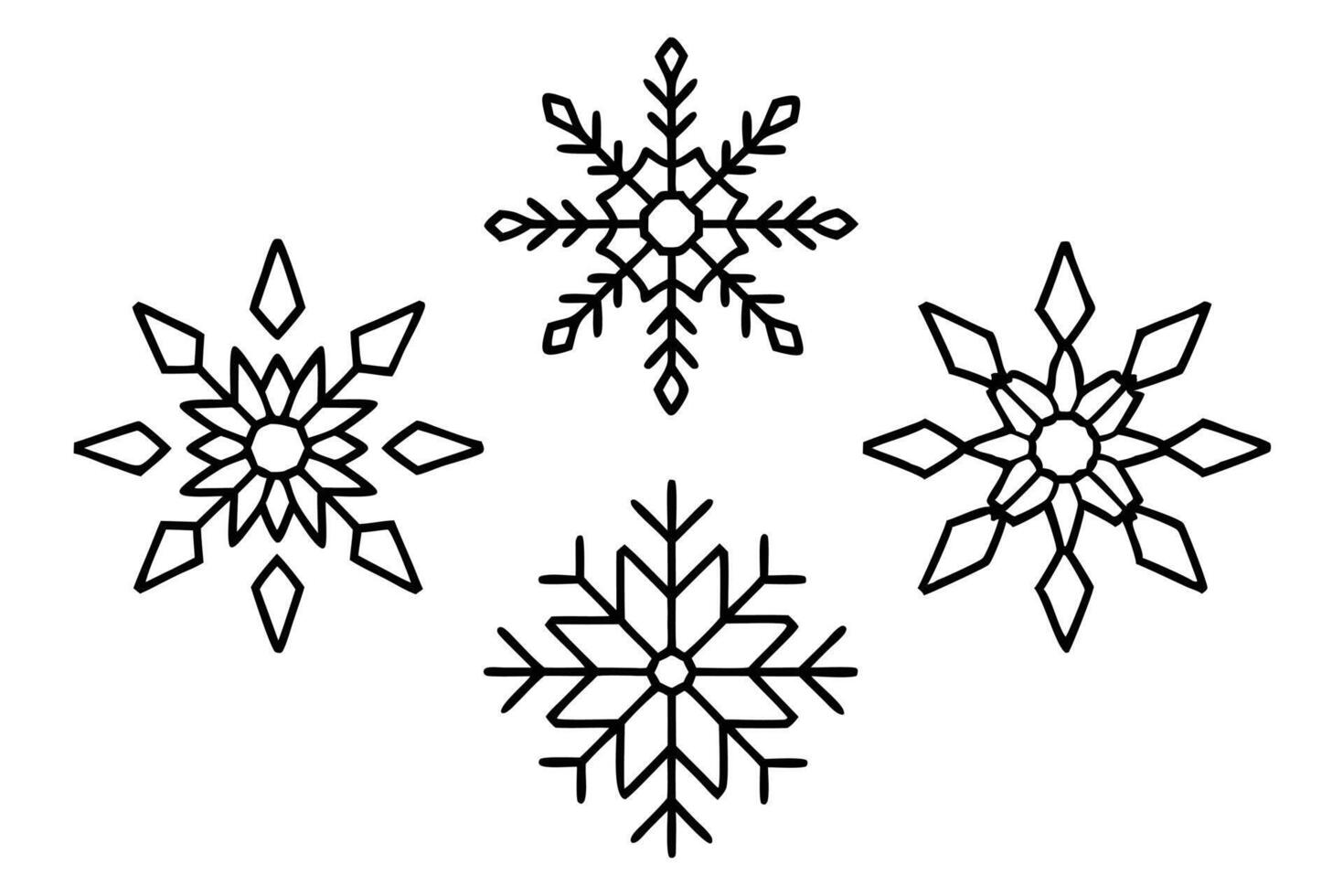 Snowflakes line art inspired by the delicate patterns of winter vector
