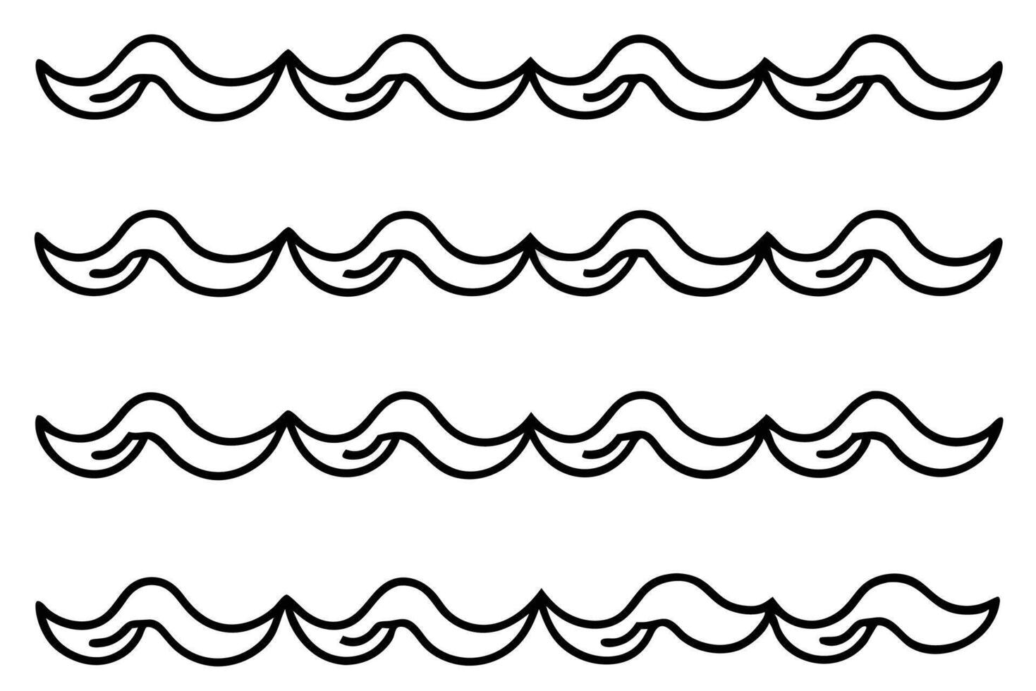 Sea Wave Pattern Line Art Embraces Elegant Coastal Design Elements vector