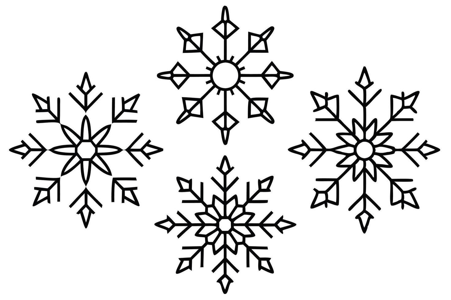 Snowflakes line art minimalistic design inspired by winter frost vector