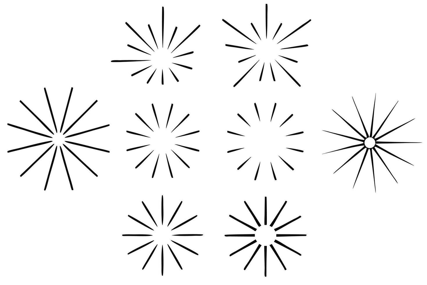 Sunburst line art illustration featuring abstract radiating shapes vector