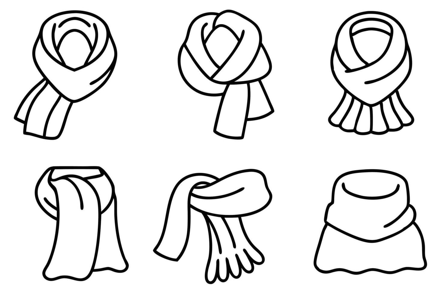 Simple scarf line art depiction showcasing minimalist accessory concepts vector