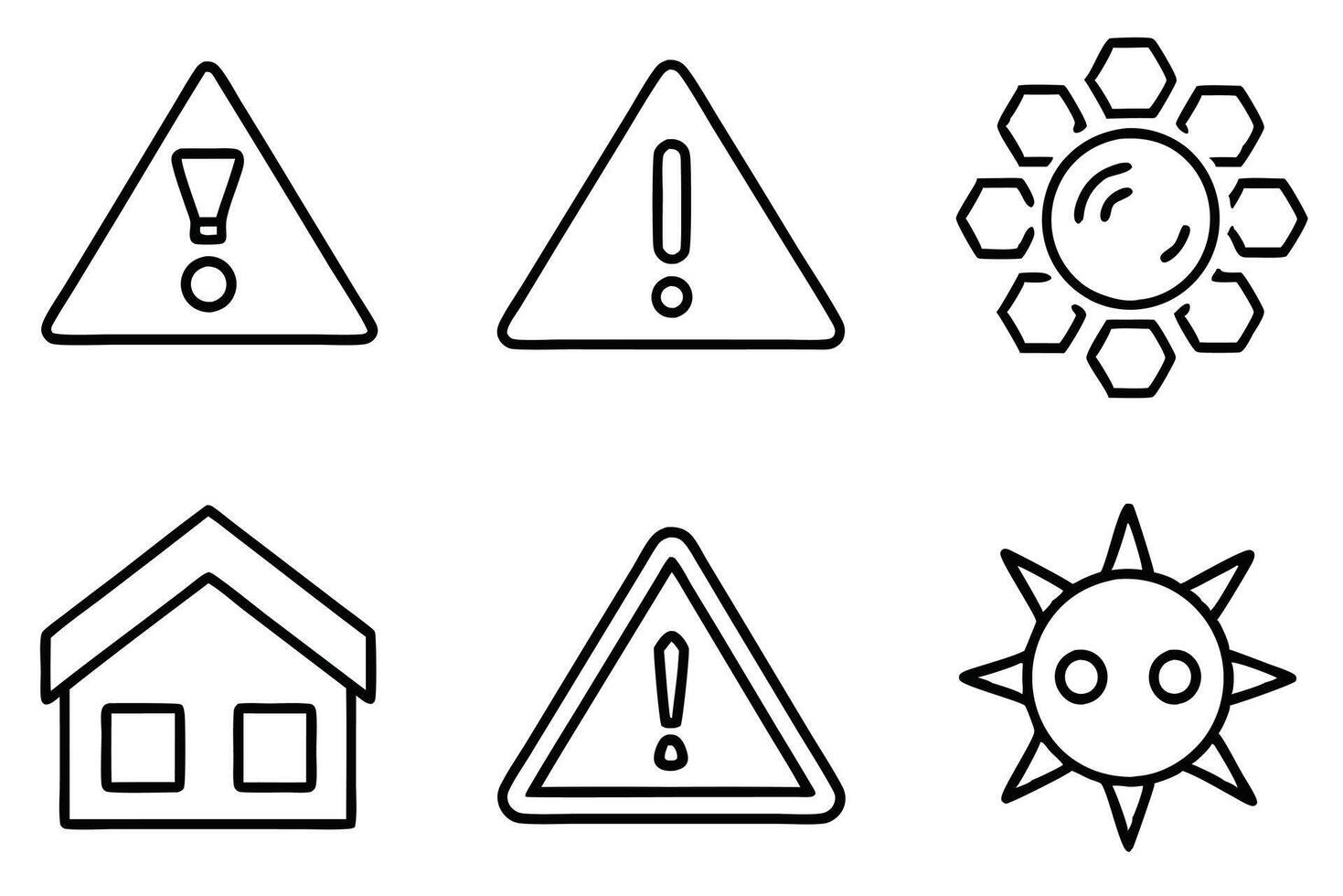 Floral line art warning illustration to enhance safety through design vector