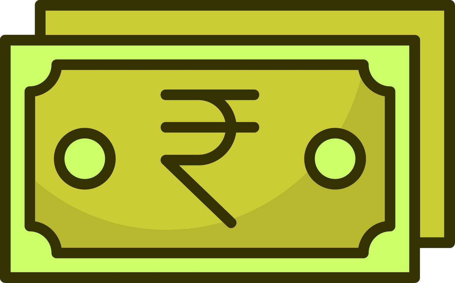 Indian Rupee Note Filled Style Icon Design vector