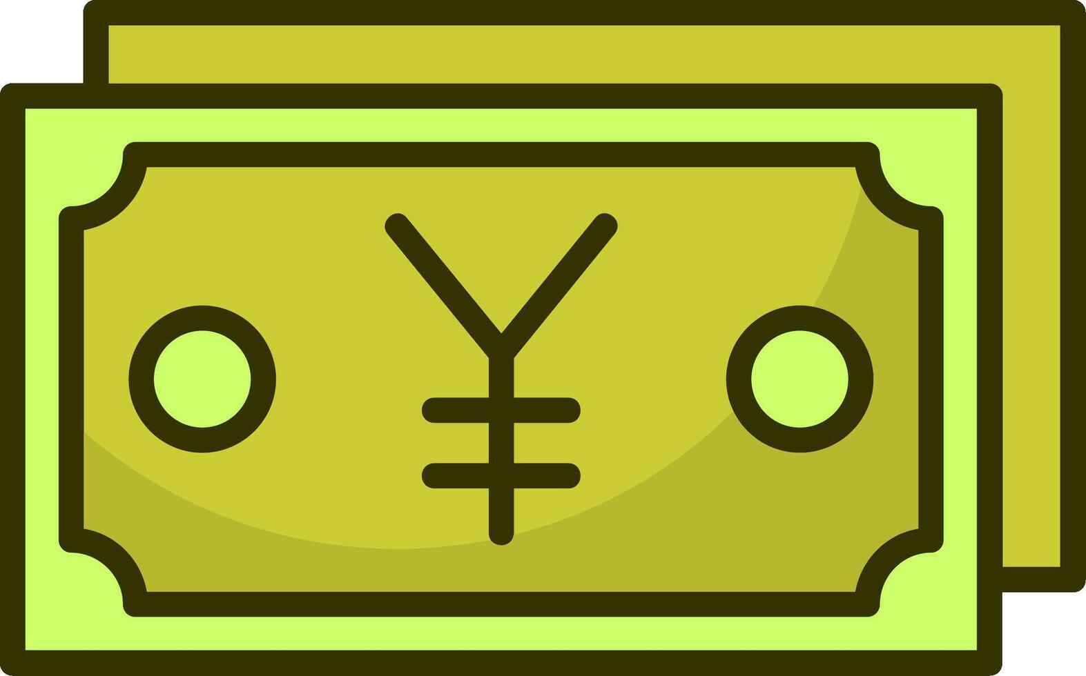 Japanese Yen Note Filled Style Icon Design vector