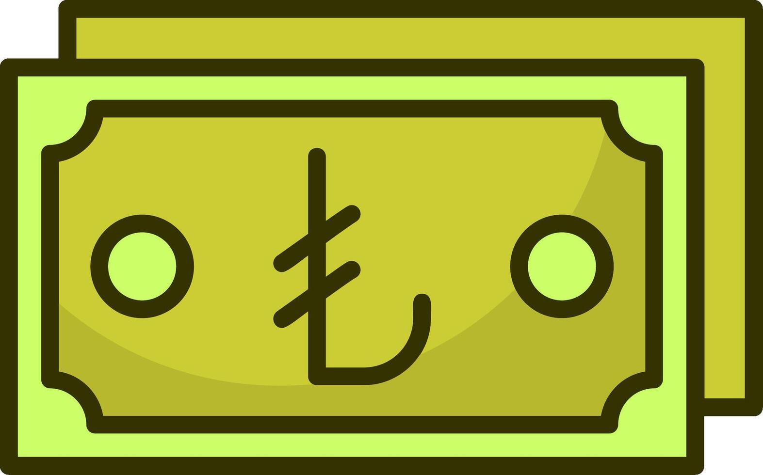 Turkish Lira Note Filled Style Icon Design vector