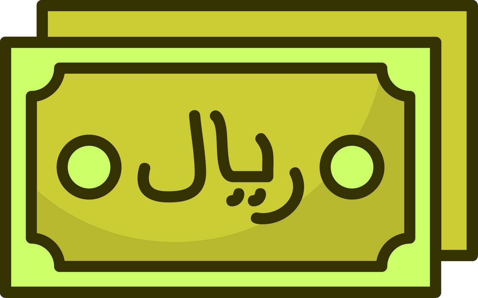 Saudi Riyal Note Filled Style Icon Design vector