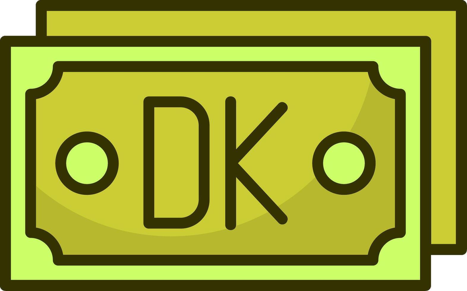 Danish Krone Note Filled Style Icon Design vector