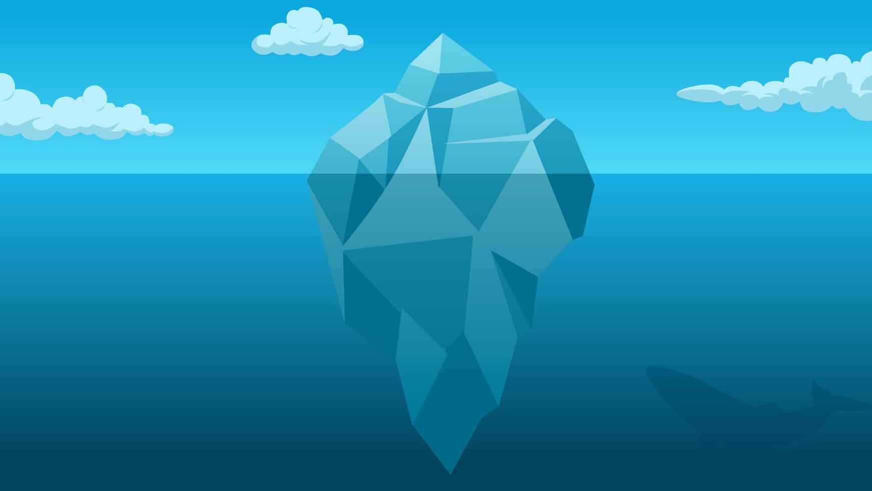 Landscape illustration of an iceberg floating in the sea vector