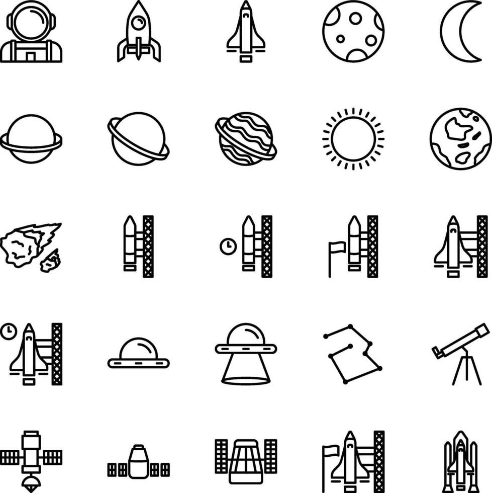 Icon Space rocket outline vector