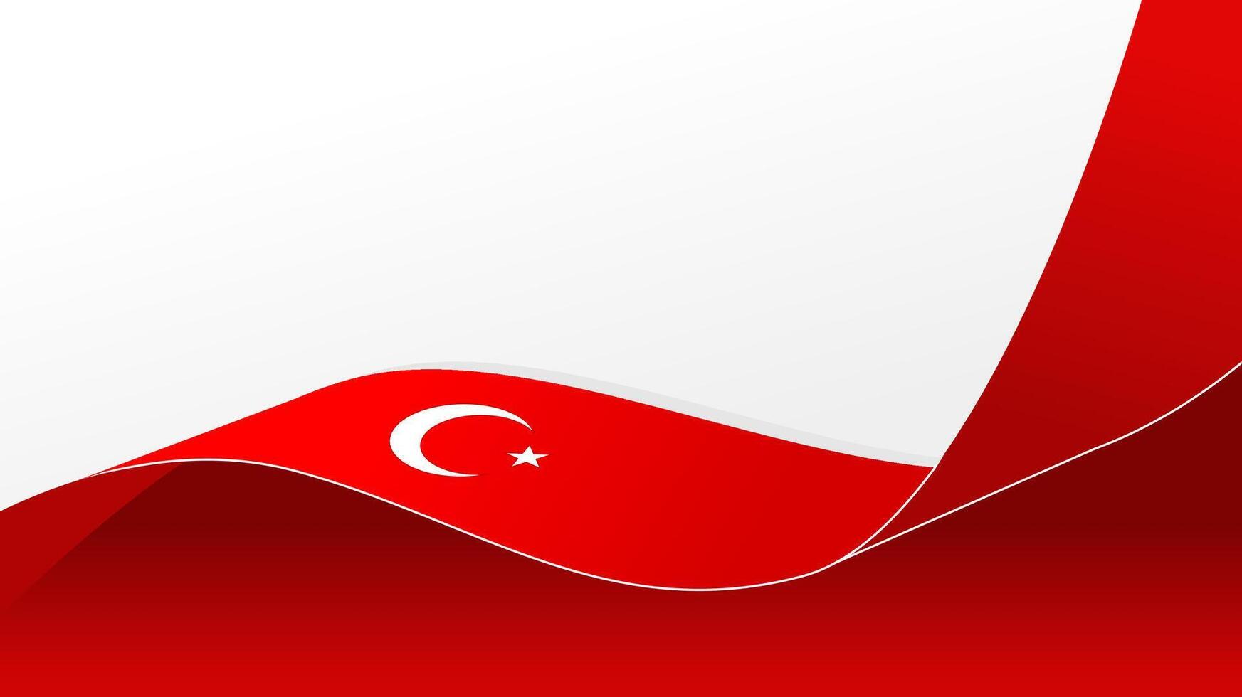 wavy turkey flag background with copy space for text. turkey national day vector