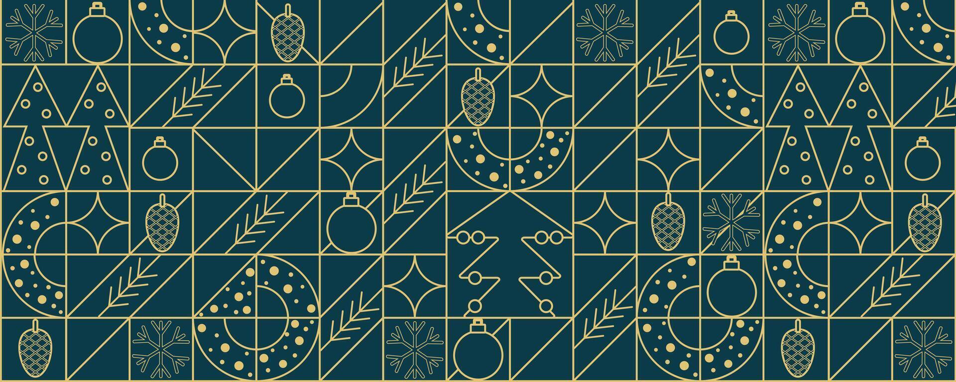 Christmas abstract geometric background. Christmas pattern, with simple line elements. Merry Christmas and Happy New Year abstract line design. Mosaic and Scandinavian style. vector