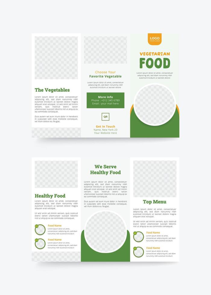 Food menu trifold brochure flyer leaflet design vector