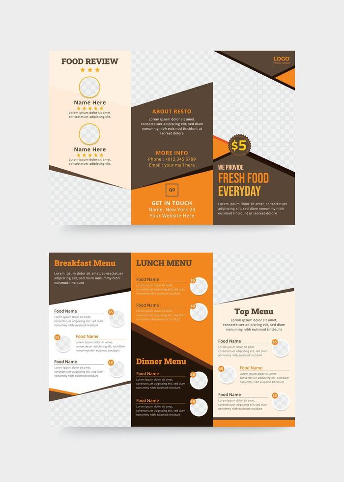 Food menu trifold poster and brochure design vector