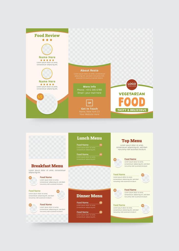 Healthy food trifold Brochure template design vector