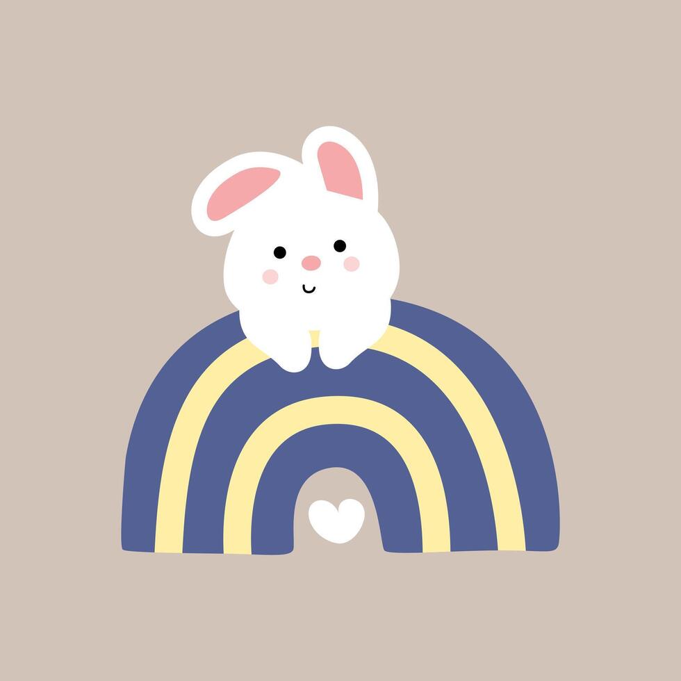 Rabbit With Rainbow vector