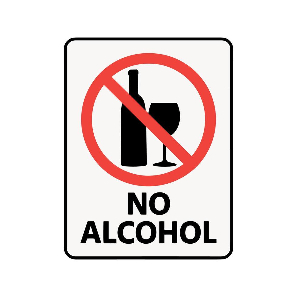 No Drinking Sign Sticker with text vector