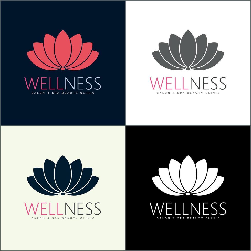 wellness lotus flowers salon and spa logo set design template vector