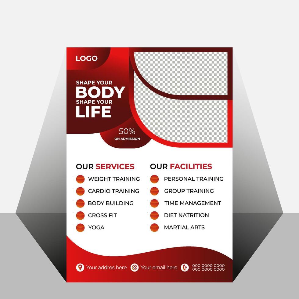 Fitness flyer template design vector