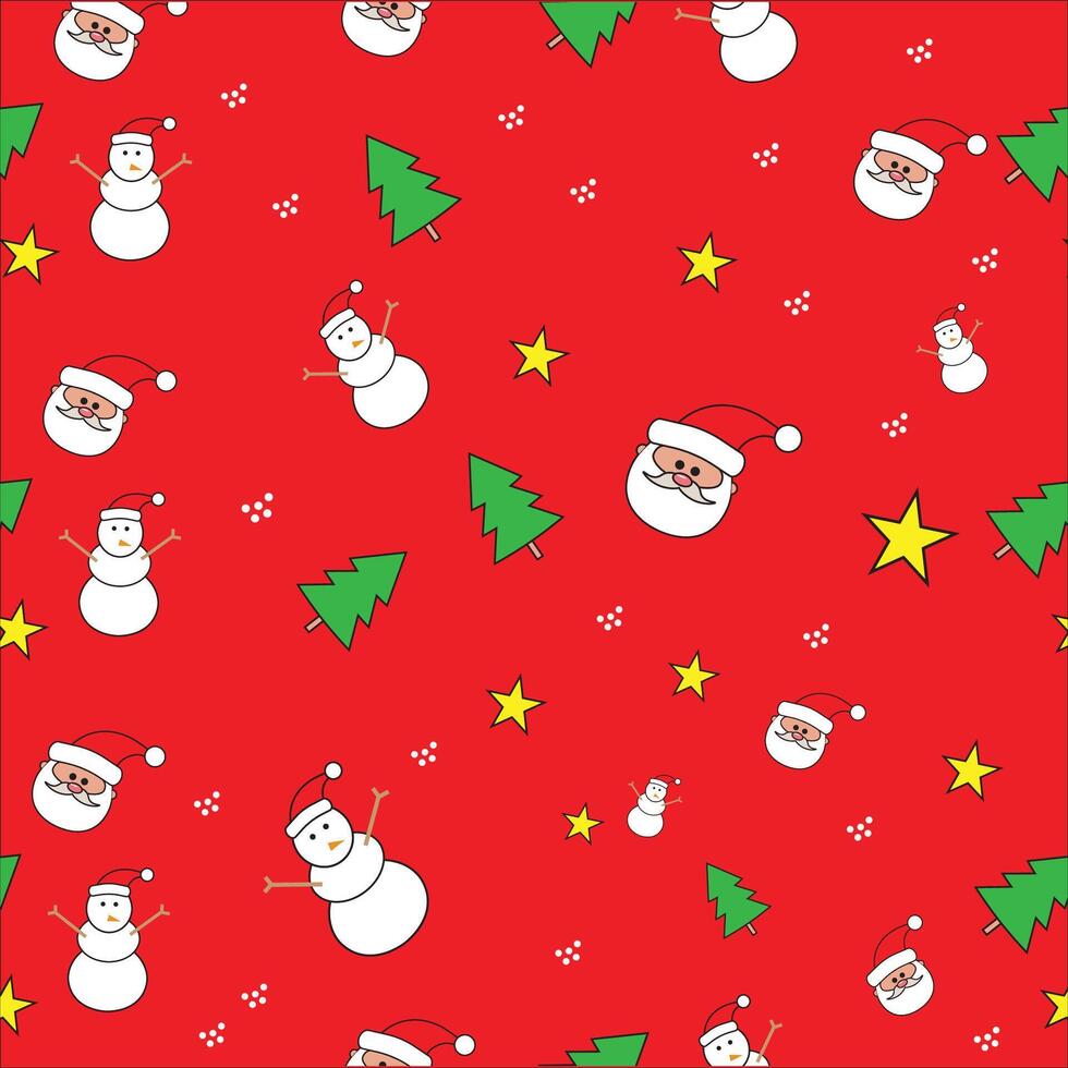 A christmas pattern with santa and snowmen vector