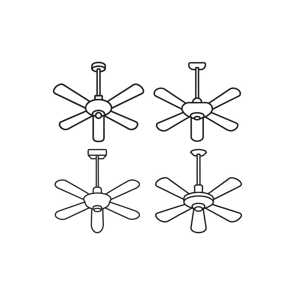 Ceiling fan icons set, ceiling fan logo background. vector