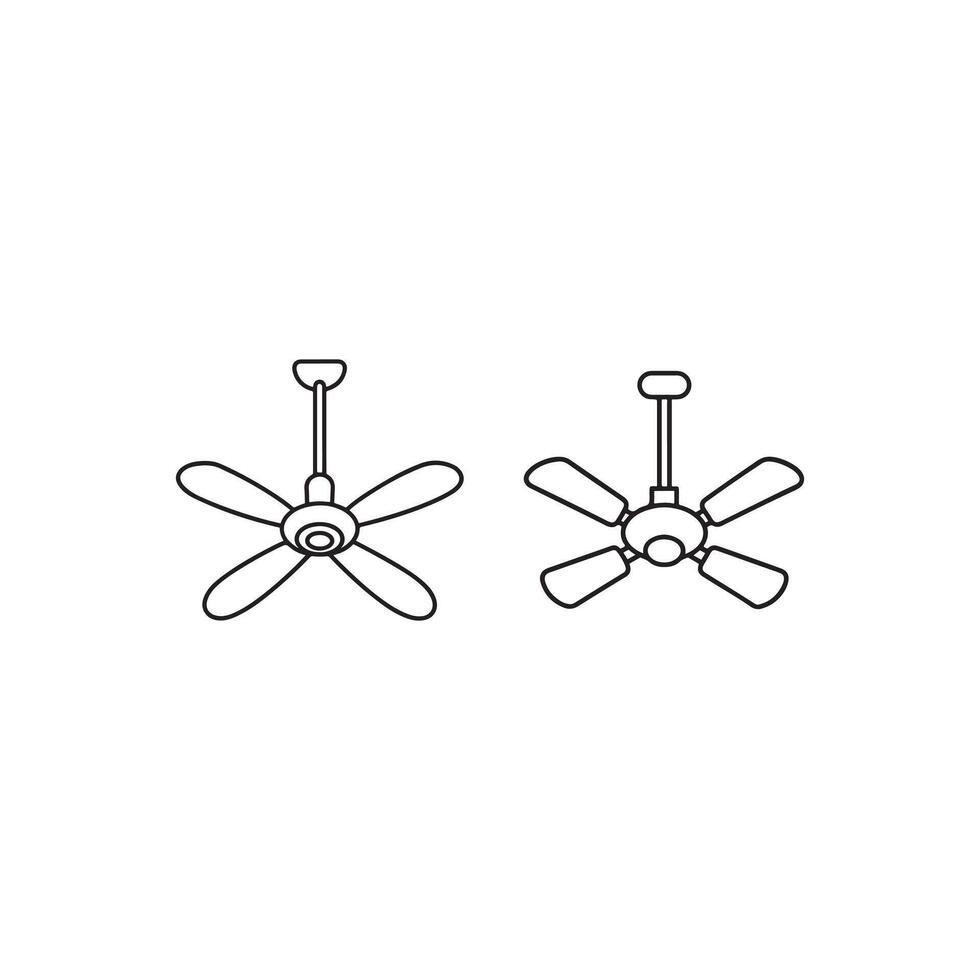 Ceiling fan outline icons set, ceiling fan logo background. vector