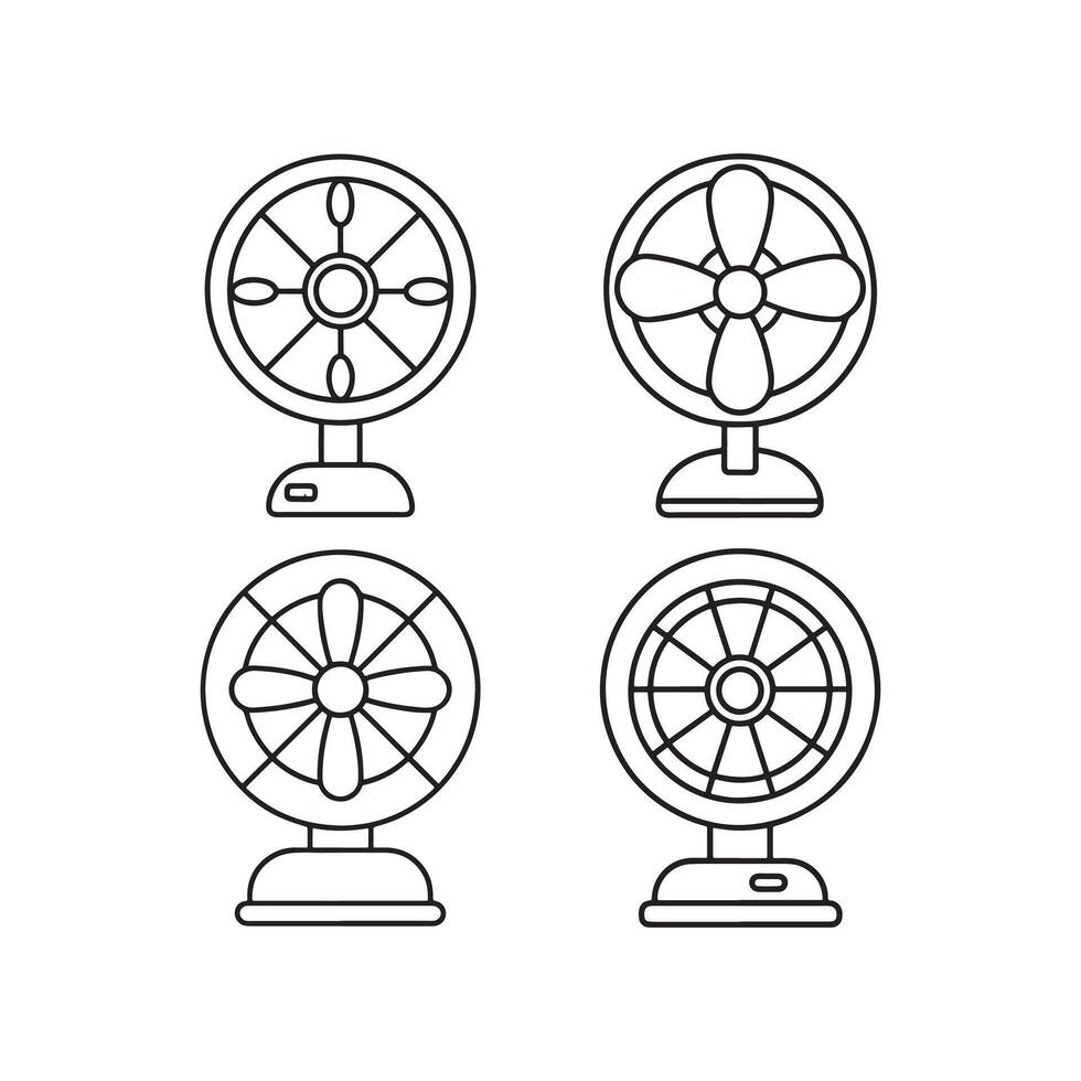 Table fan outline icons set, Table fan logo background. black table fan icons for web design isolated on white background. vector