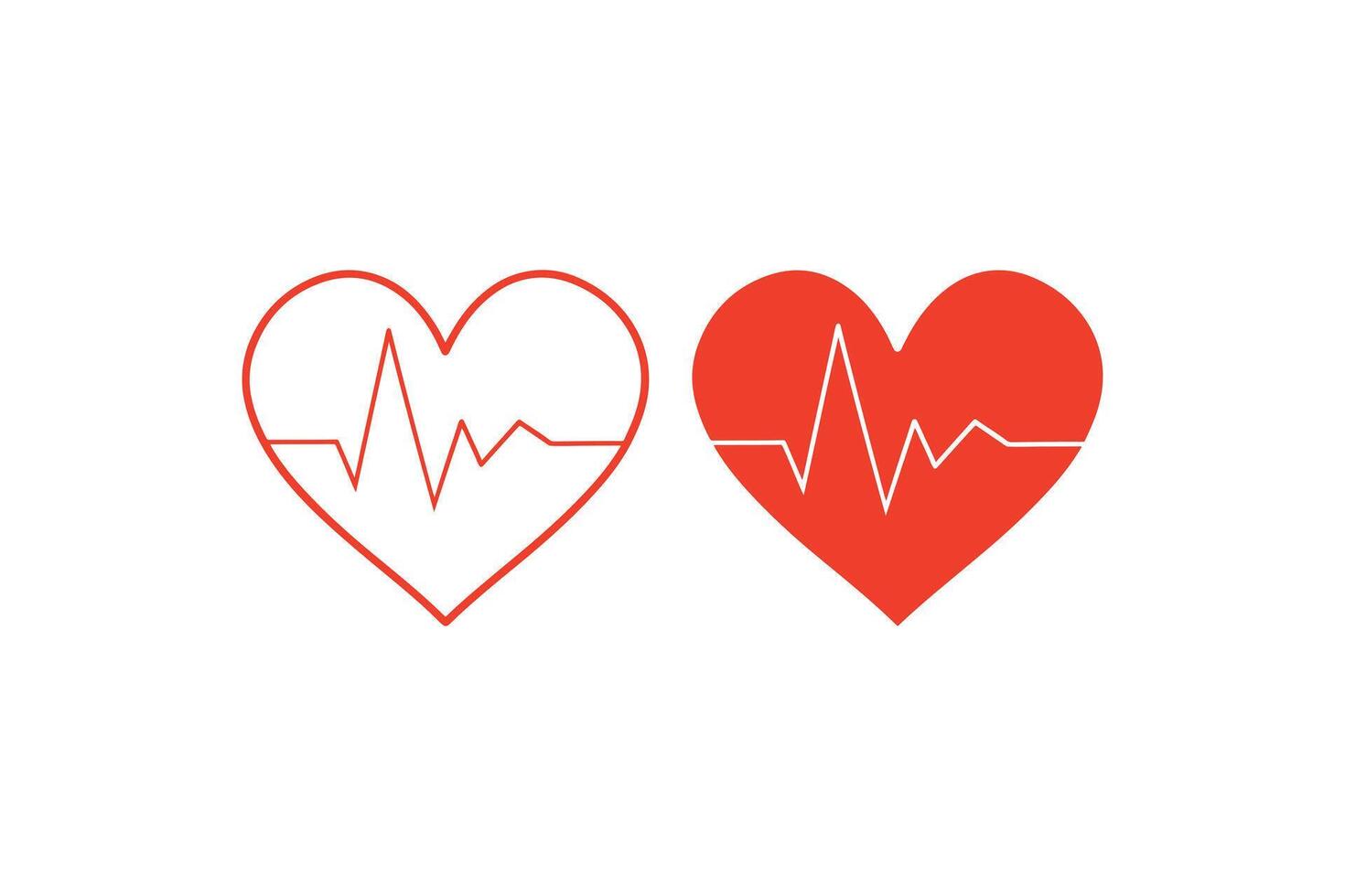 Red Heart with Pulse, Heart icons with Pulse, Hearbeat icon collection, heart beat pulse icon, heart beat outline. vector