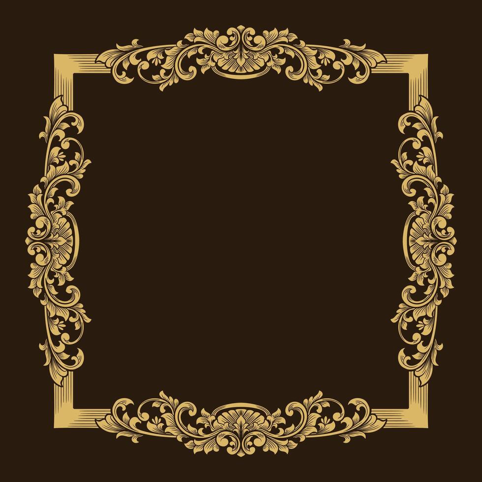 engraved brown frame for wedding invitation vector