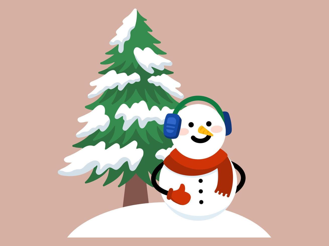 Snowman Christmas Tree Background Illustration vector