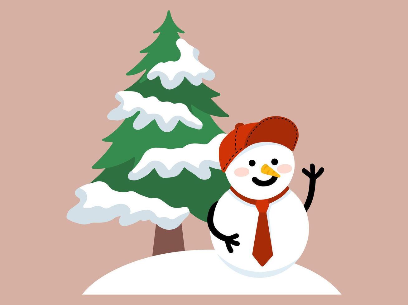 Snowman Christmas Tree Background Illustration vector